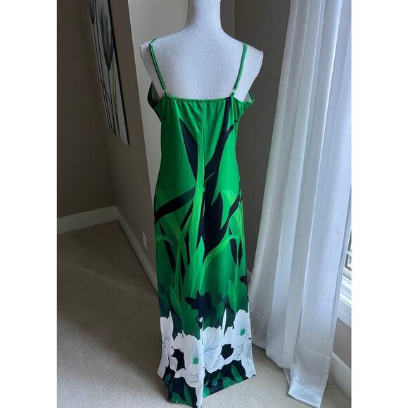 Tropical maxi vacation green a-line dress size large - Picture 4 of 4